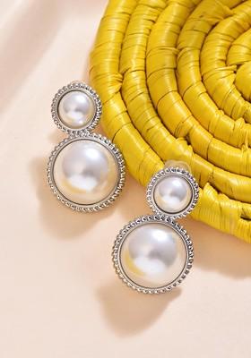 White Contemporary Contemporary Drop Earrings