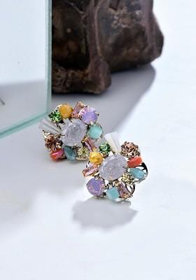 Multi Contemporary Floral Studs Earrings