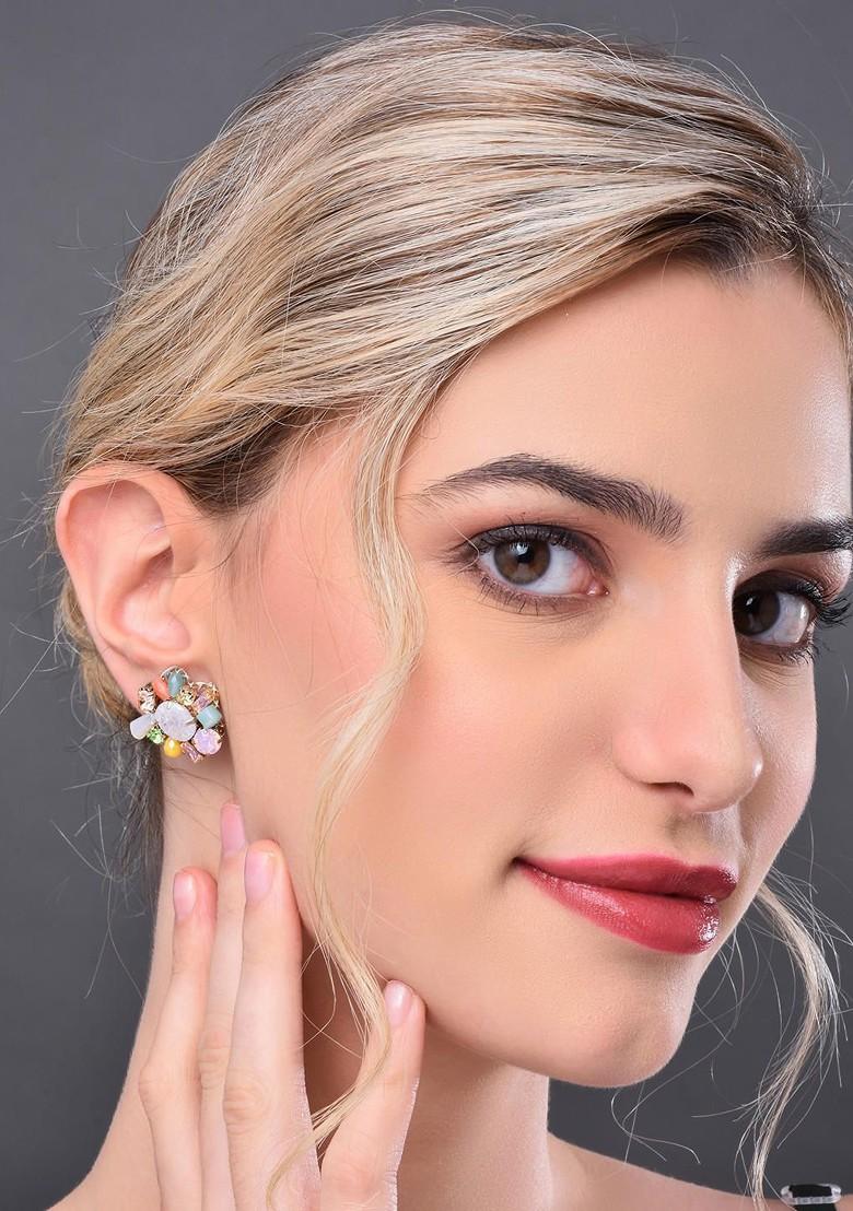 Multi Contemporary Floral Studs Earrings