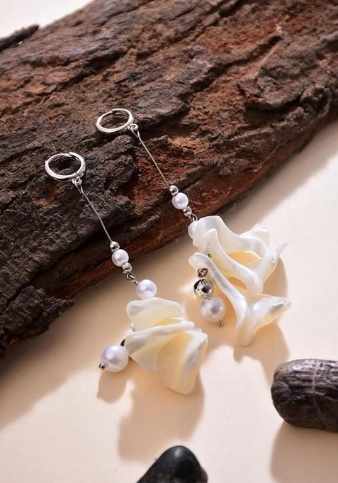 White Contemporary Contemporary Drop Earrings