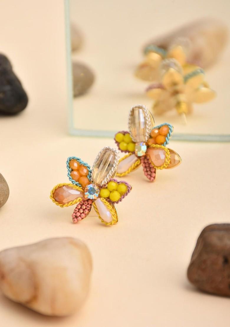Multi Contemporary Floral Studs Earrings