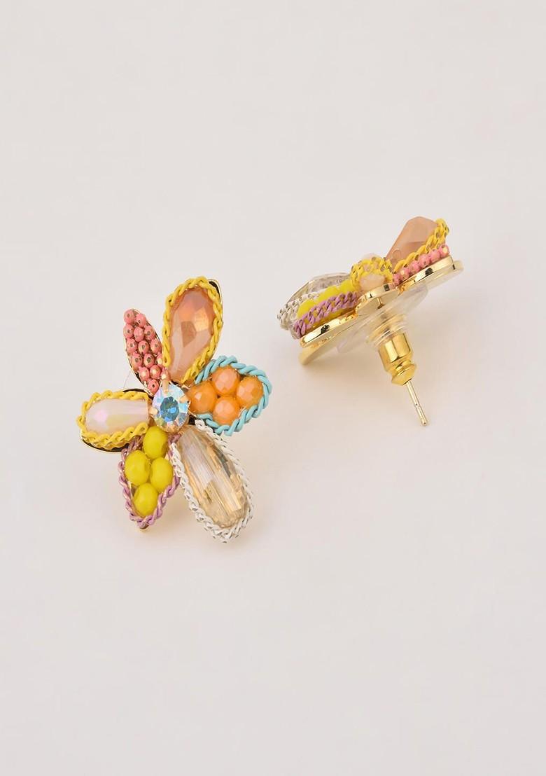 Multi Contemporary Floral Studs Earrings
