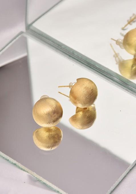 Gold Contemporary Oval Studs Earrings