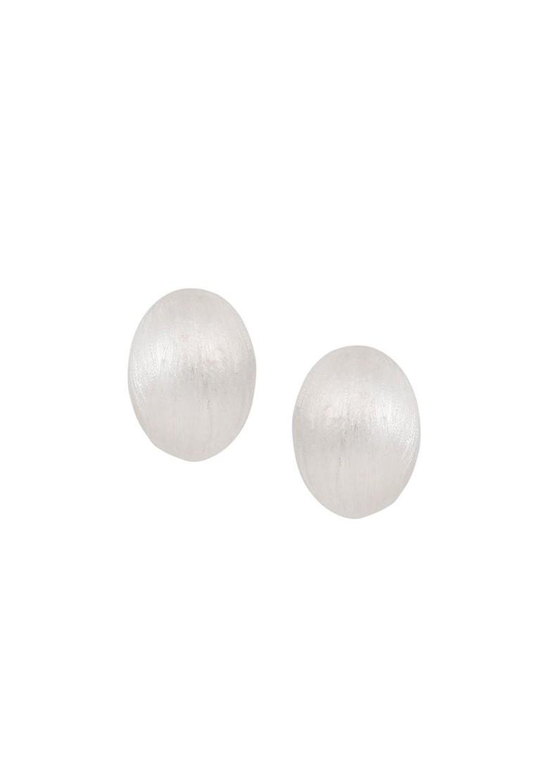 White Contemporary Oval Studs Earrings