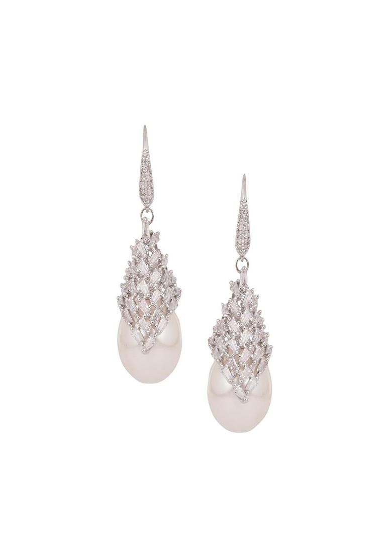 White Contemporary Classic Drop Earrings