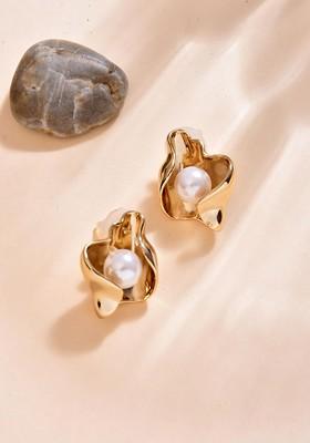 Gold Contemporary Quirky Studs Earrings
