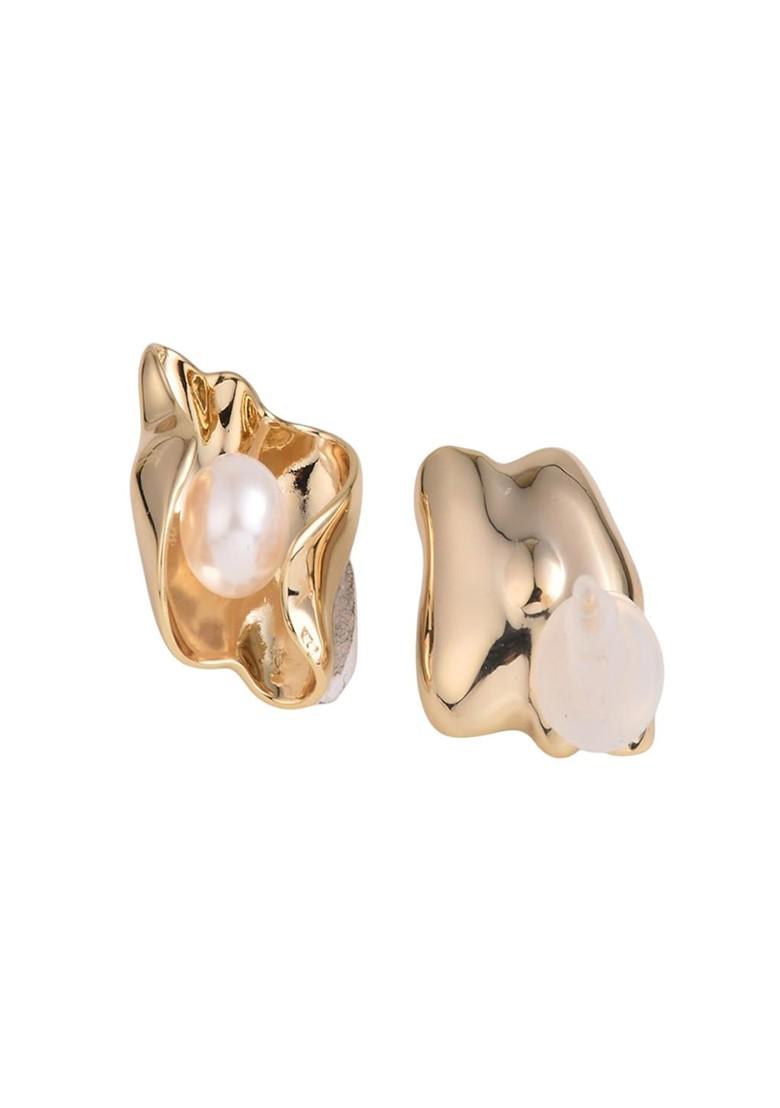 Gold Contemporary Quirky Studs Earrings