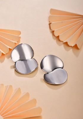 Silver Contemporary Circular Drop Earrings