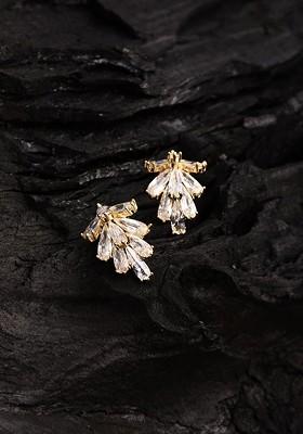 Gold Contemporary Leaf Shaped Drop Earrings