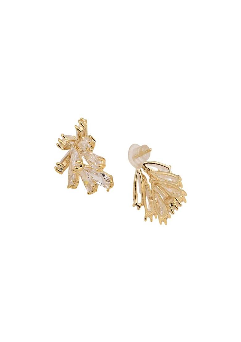 Gold Contemporary Leaf Shaped Drop Earrings