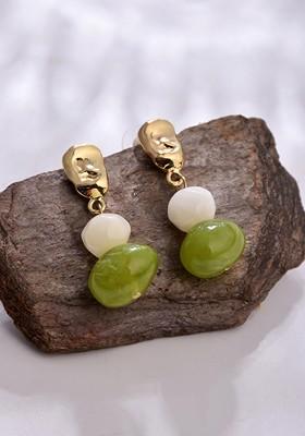 Green Contemporary Contemporary Drop Earrings