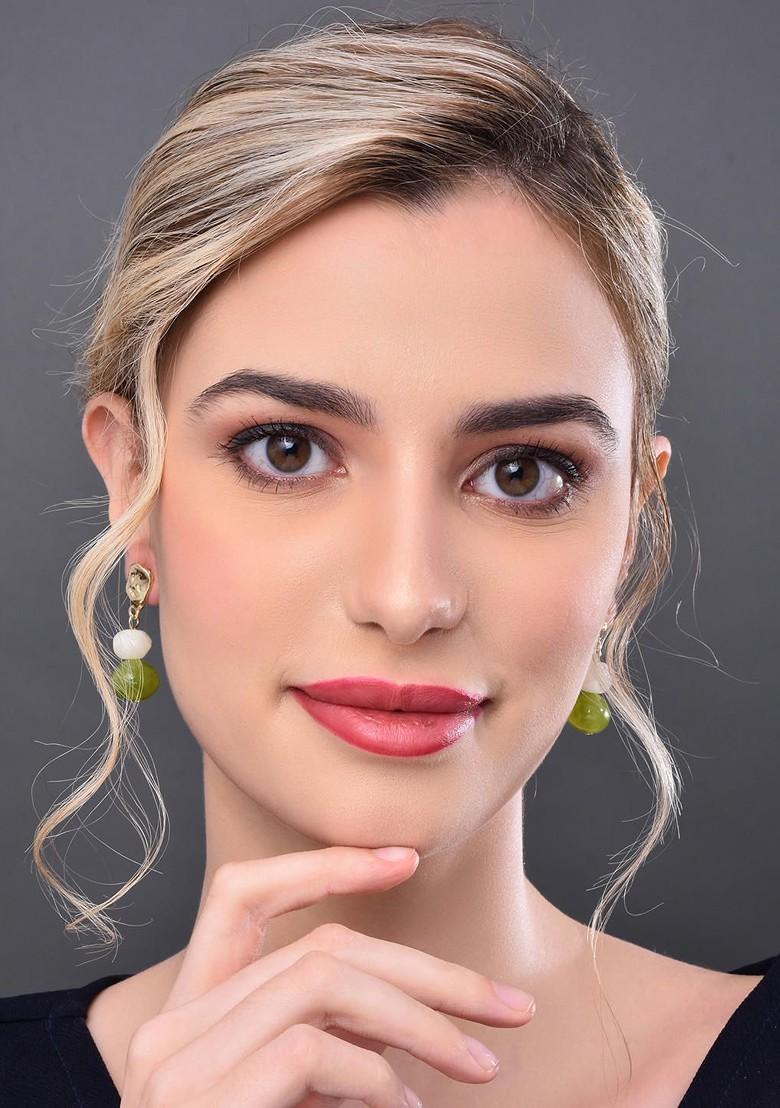 Green Contemporary Contemporary Drop Earrings