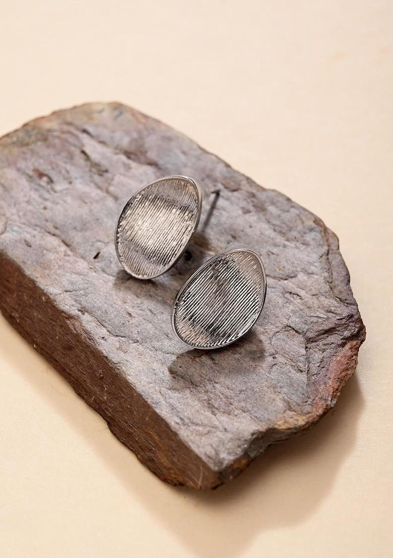 Silver Plated Contemporary Shaped Drop Earrings