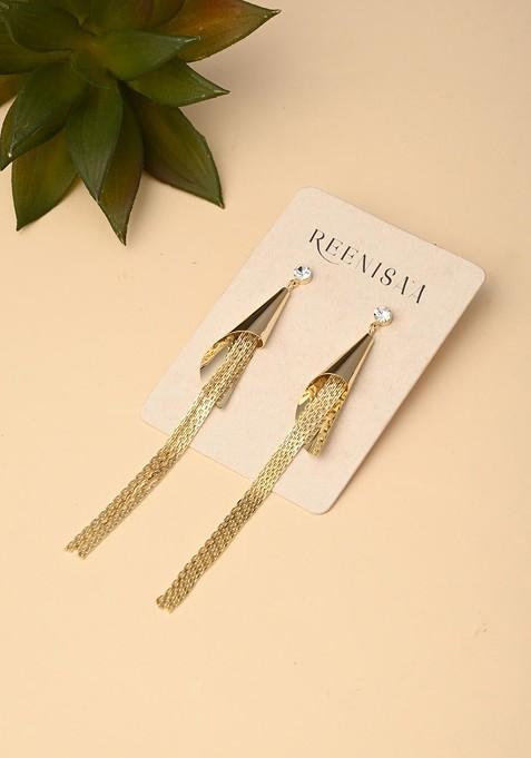 Gold Plated Contemporary Shape Drop Earrings