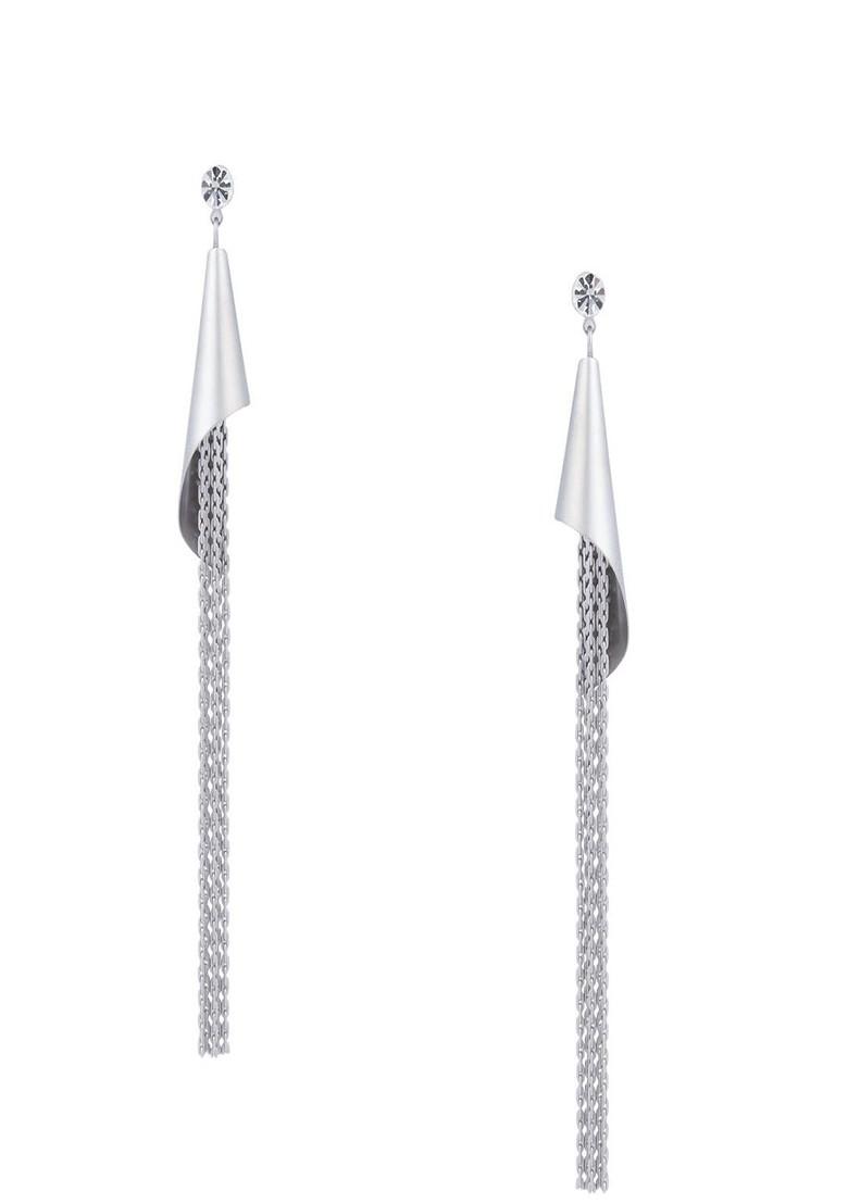 Silver Plated Contemporary Shaped Drop Earrings