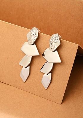 Silver Plated Contemporary Shape Drop Earrings
