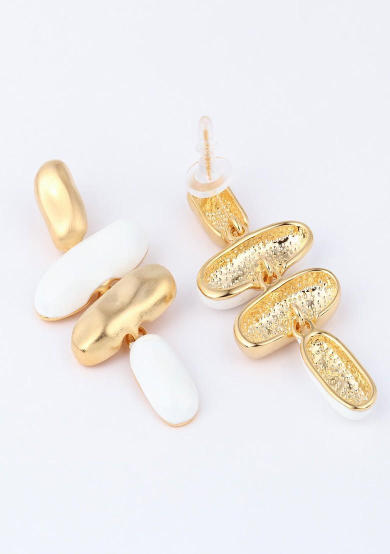 Gold Plated Contemporary Shape Drop Earrings