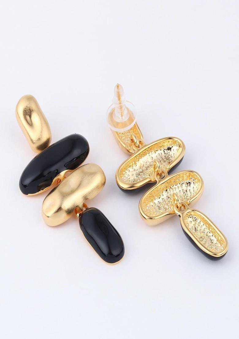 Gold Plated Contemporary Shape Drop Earrings