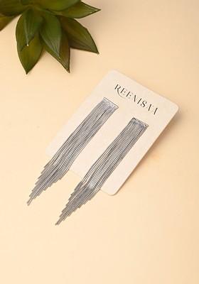 Silver Plated Contemporary Shape Drop Earrings