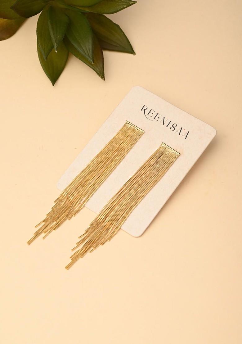 Gold Plated Contemporary Shape Drop Earrings