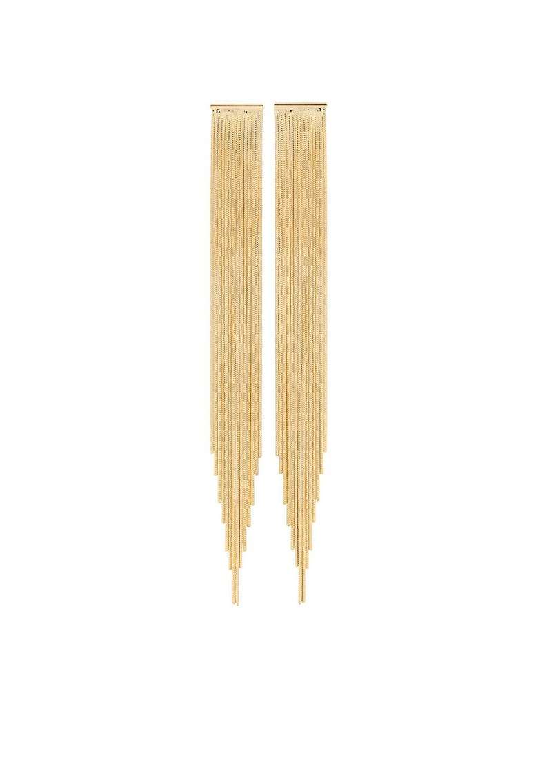 Gold Plated Contemporary Shape Drop Earrings - Indya