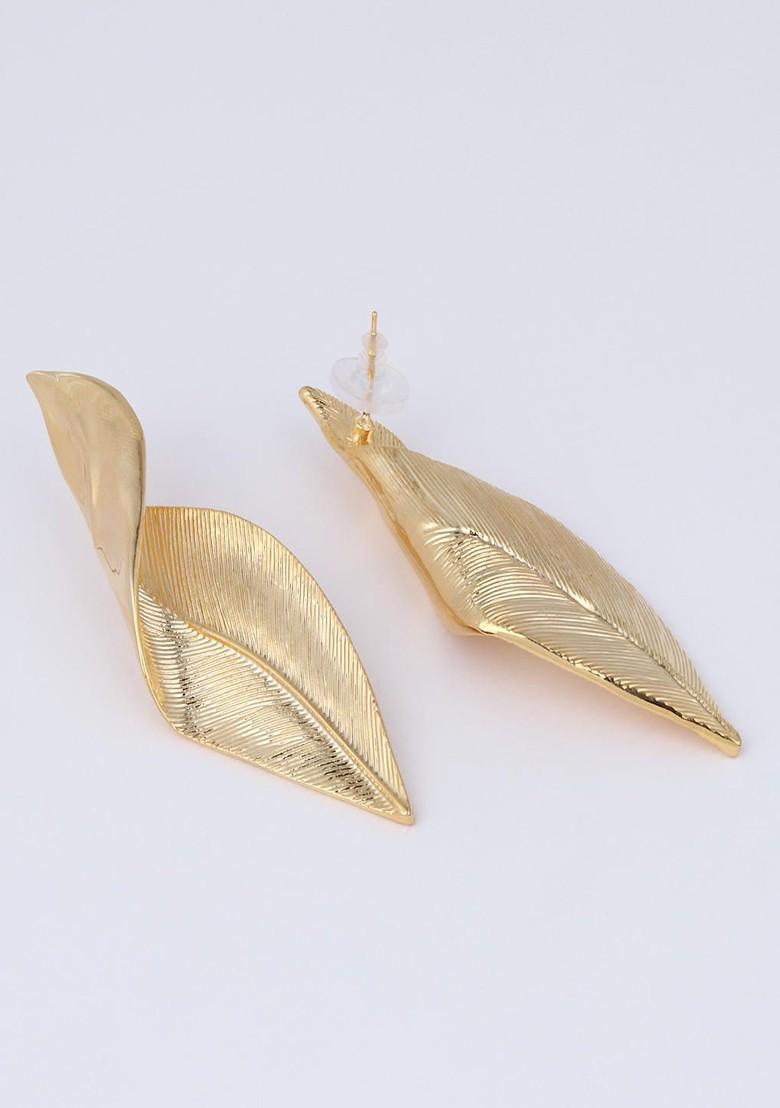Gold Plated Contemporary Shape Drop Earrings
