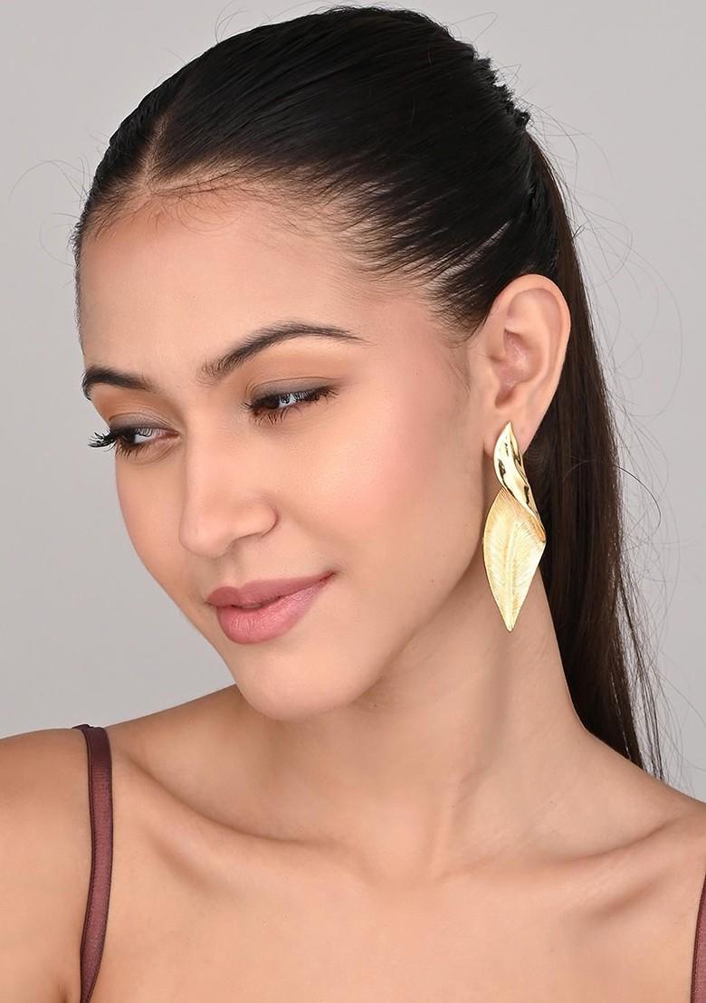 Gold Plated Contemporary Shape Drop Earrings