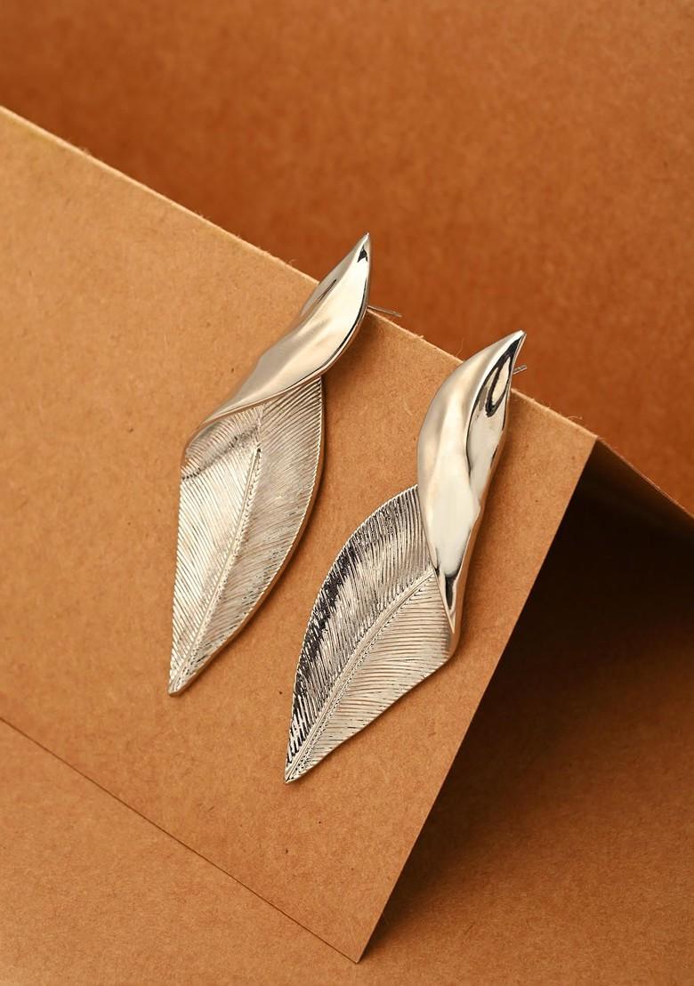 Silver Plated Contemporary Shape Drop Earrings