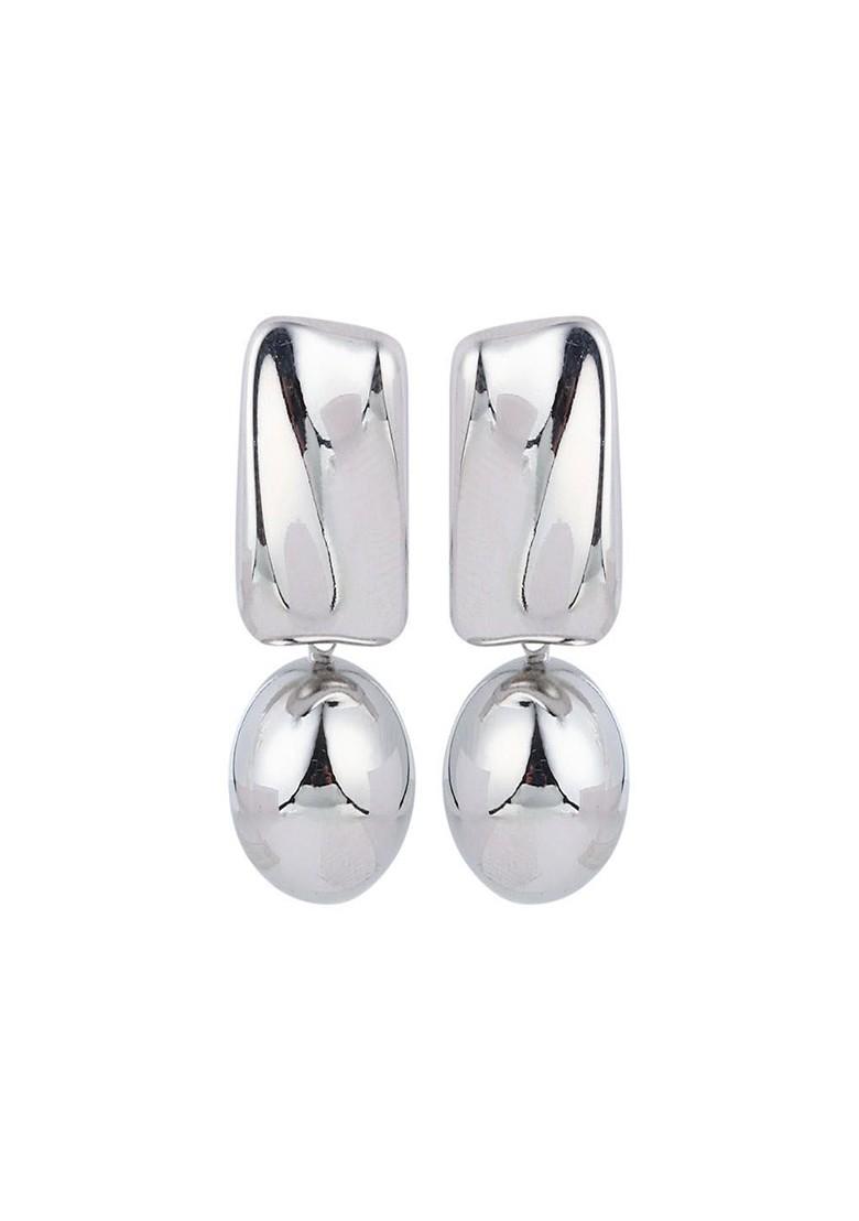 Silver Plated Contemporary Shaped Drop Earrings