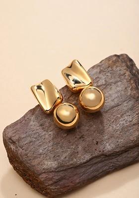 Gold Gold Plated 18K Gold Plated Contemporary Shaped Drop Earrings