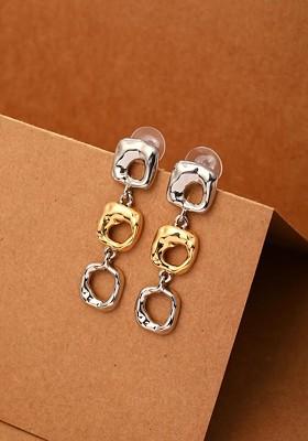 Silver Plated Contemporary Shape Drop Earrings