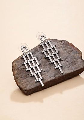 Silver Plated Geometric Shaped Drop Earrings