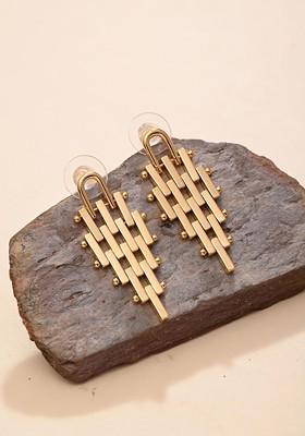 Gold Plated Contemporary Drop Earrings
