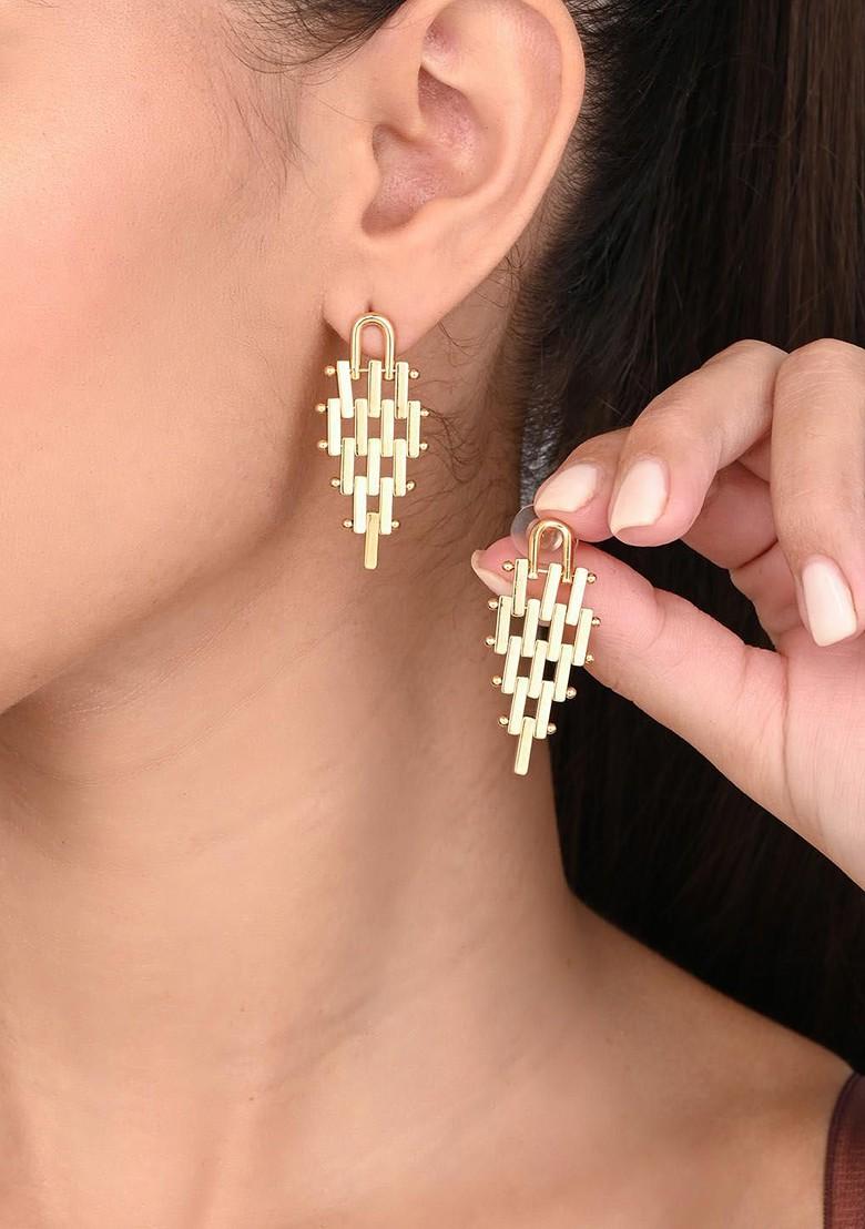 Gold Plated Contemporary Drop Earrings