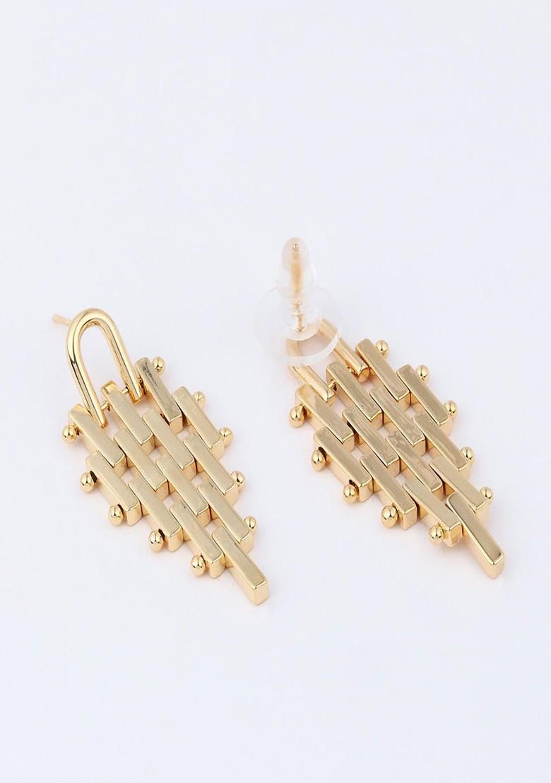 Gold Plated Contemporary Drop Earrings