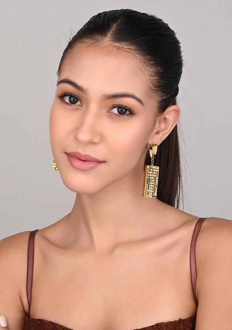 Gold Plated Geometric Shape Drop Earrings