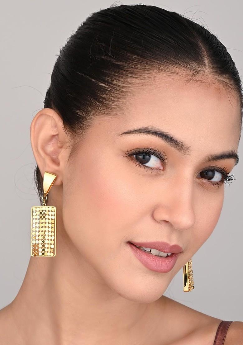 Gold Plated Geometric Shape Drop Earrings