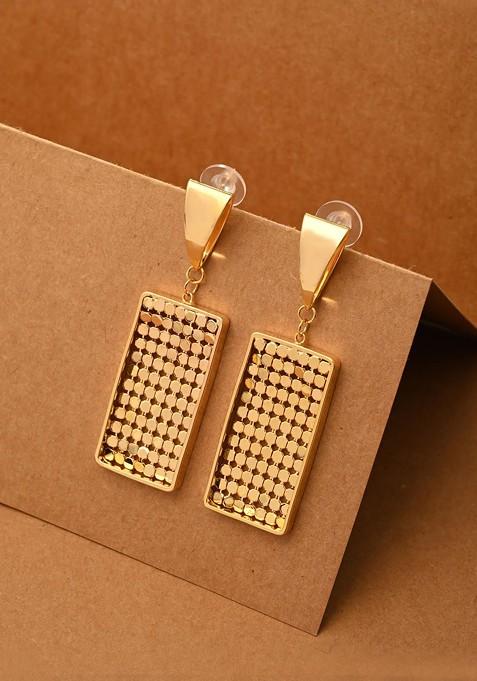 Gold Plated Geometric Shape Drop Earrings