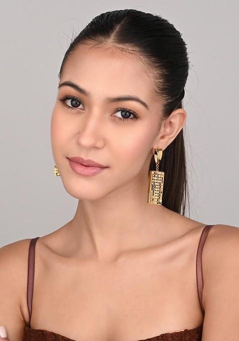 Gold Plated Geometric Shape Drop Earrings