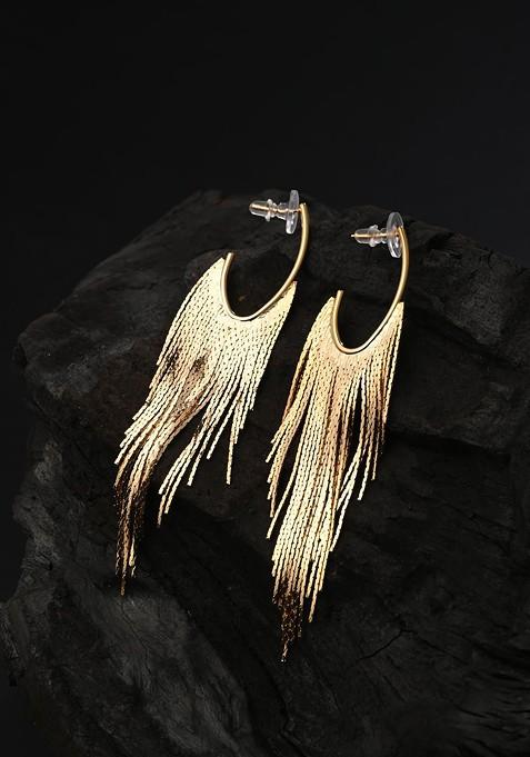 Gold Plated Contemporary Half Hoop Earrings