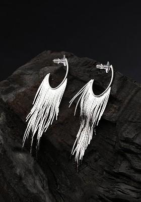 Silver Plated Contemporary Shape Drop Earrings