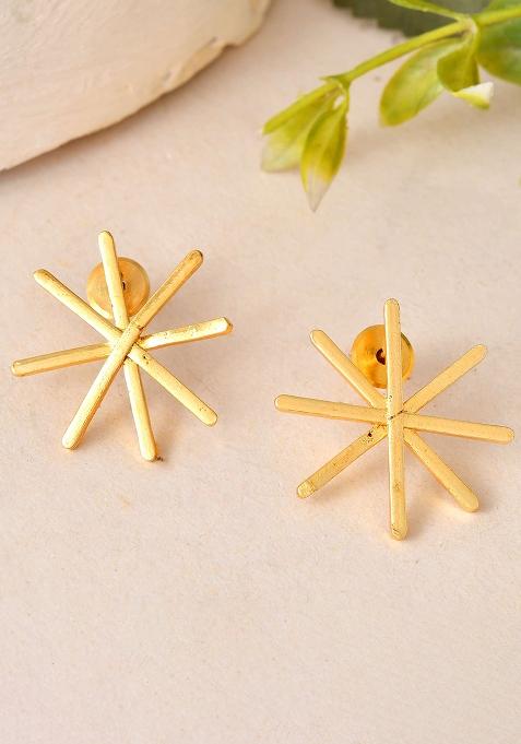 Gold And Plated Statement Starburst Stud Earrings