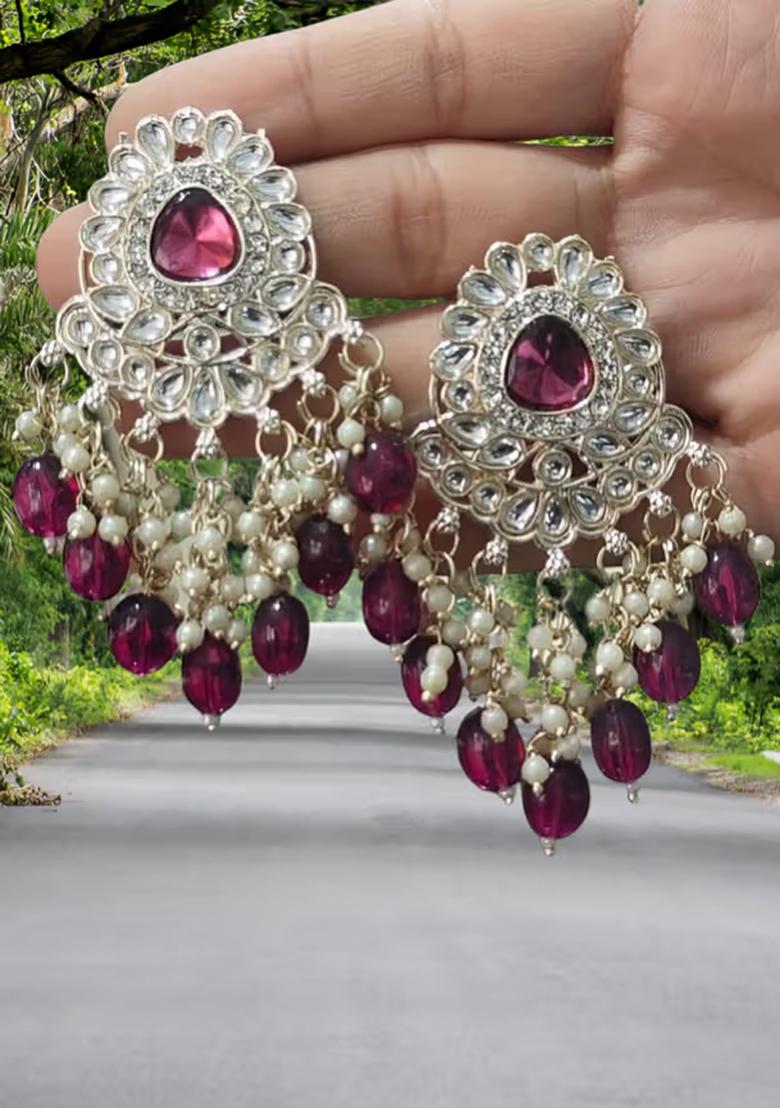 670 Maroon Earring Set