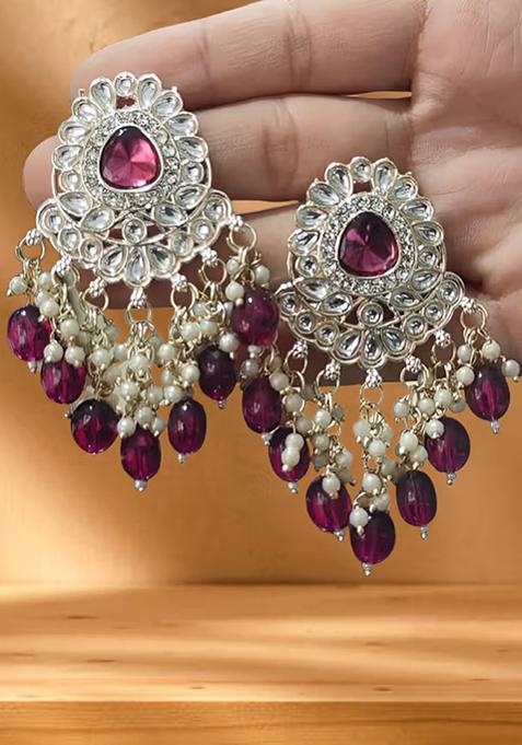670 Maroon Earring Set
