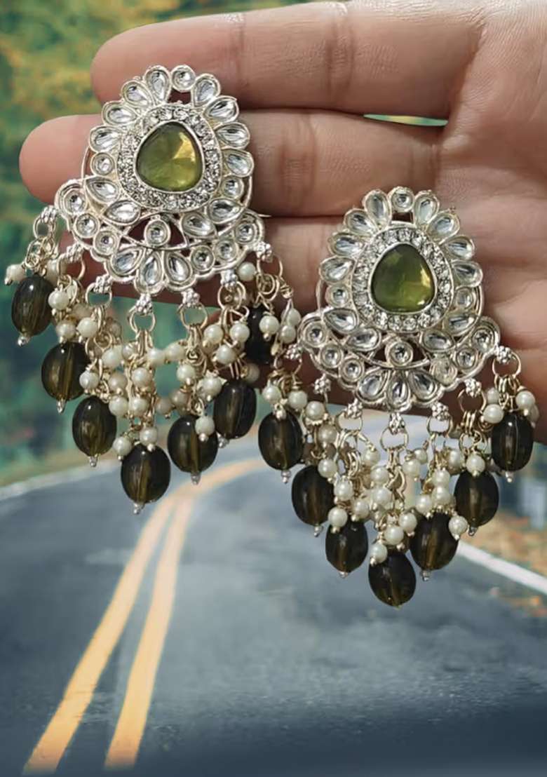 670 Mehndi Color Earring Set - Indya