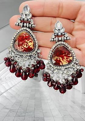 869 Maroon Earring Set
