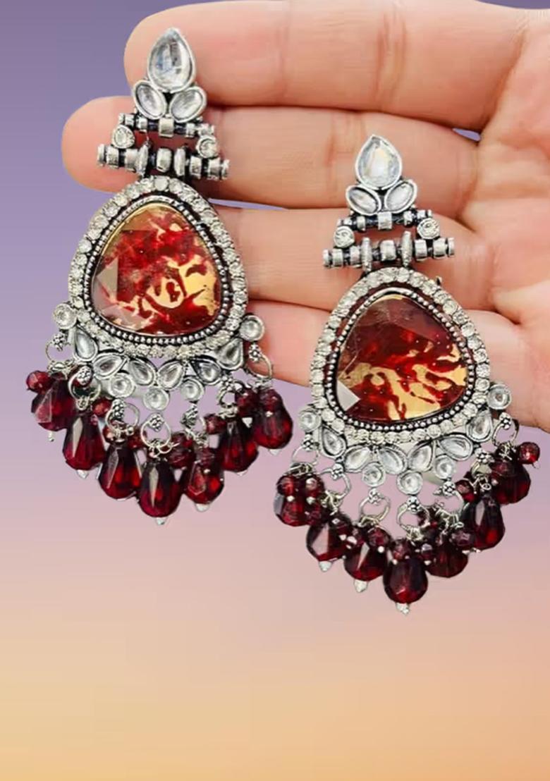 869 Maroon Earring Set