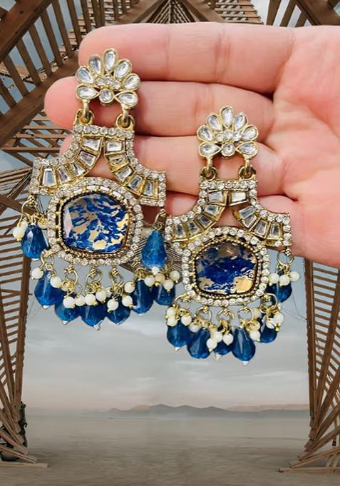 879 Golden Blue Earring Set