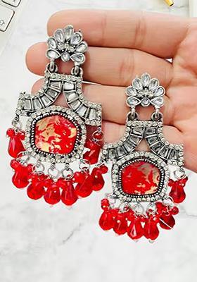 879 Red Earring Set