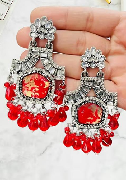 879 Red Earring Set